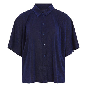 Momoni - Brooklyn Metallic Shirt | Navy Blue