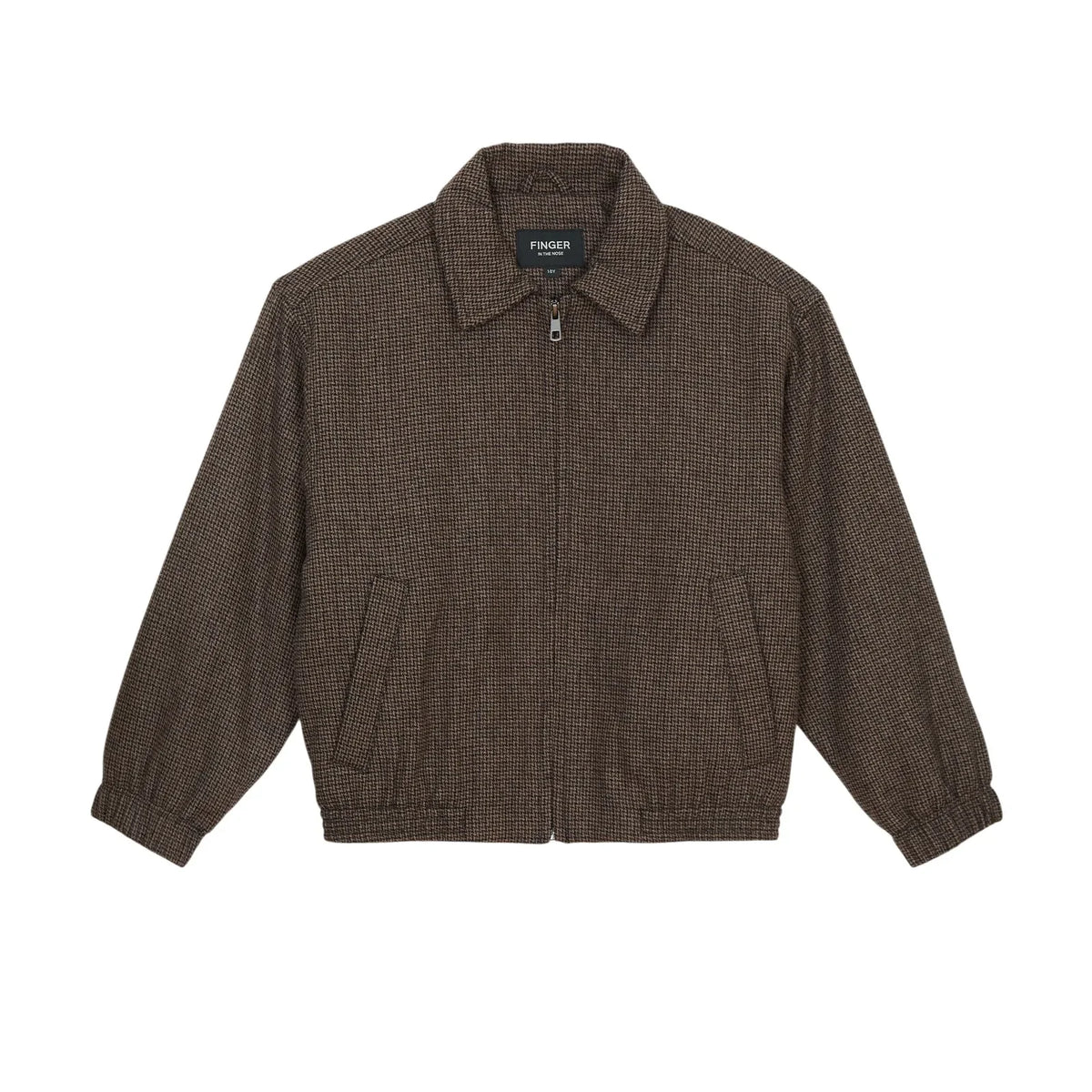 Finger in the nose - Sage Houndstooth Wool Jacket | Brown
