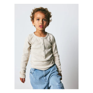 brunobruno nation - Leo Ribbed Button-Down T-shirt Organic cotton | Off-white
