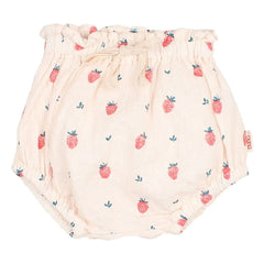 Búho - Organic Cotton Strawberry Print Bloomers | Powder Pink