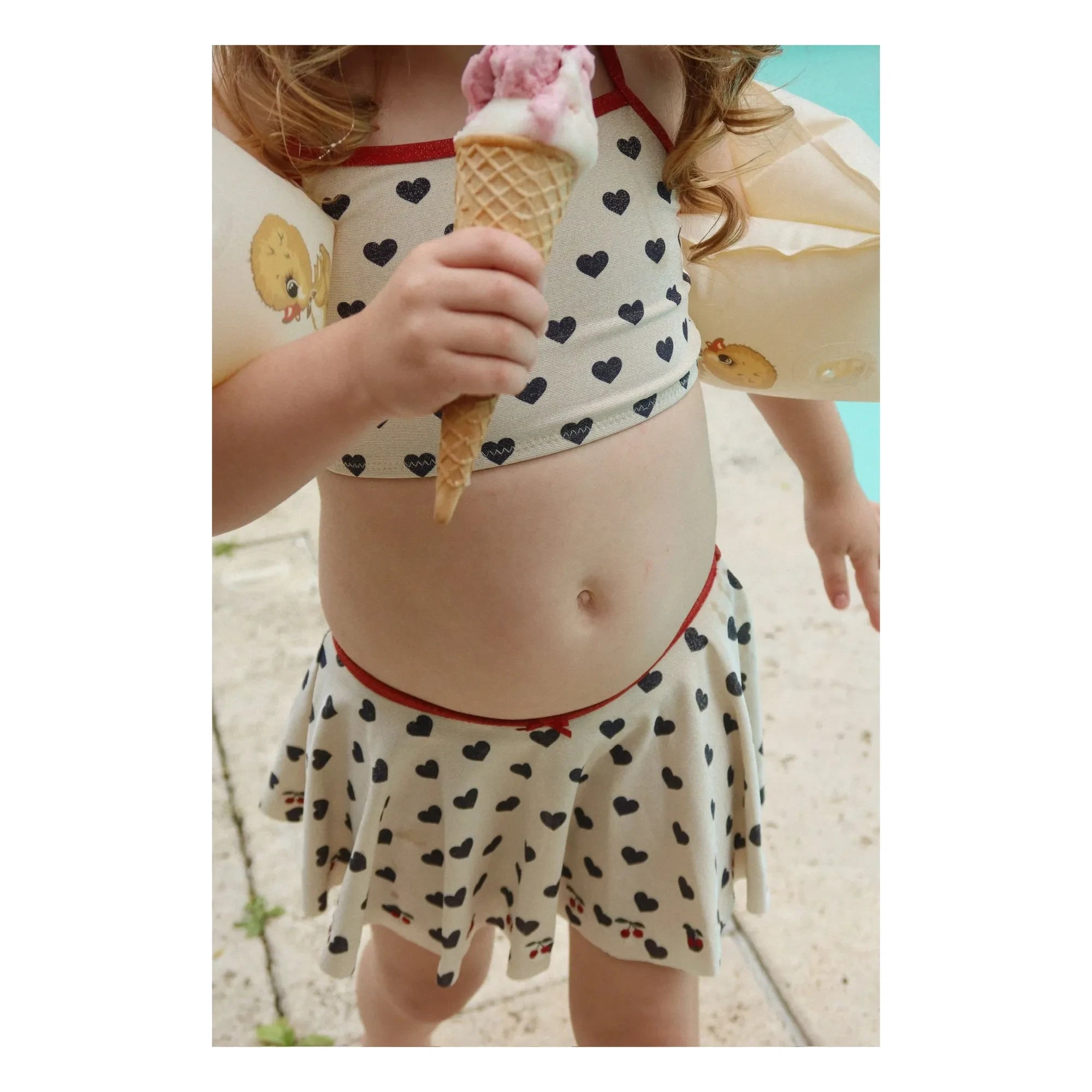 Konges Sløjd - Manon Hearts Glitter Skirted Swimsuit | Ecru