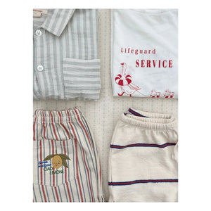 Konges Sløjd - Çizgili Organik Pamuk Trio Şort | Bej