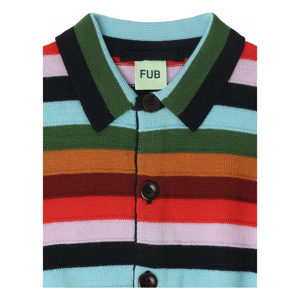 FUB - Striped Merino Wool Cardigan | Navy