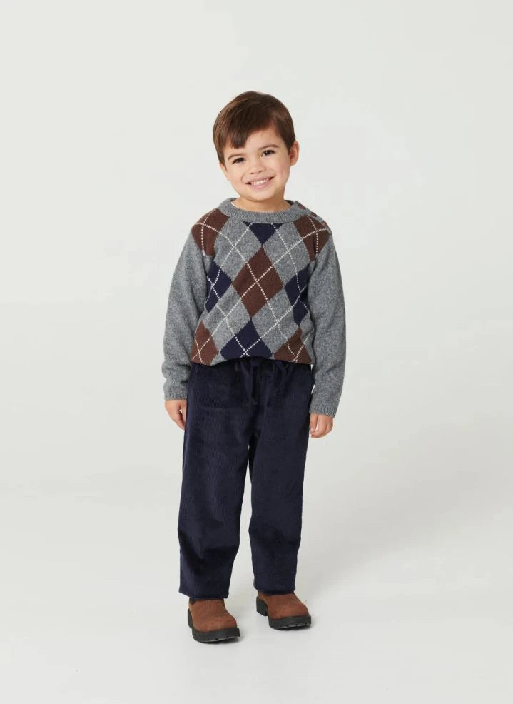 Copenhagen Colors - Grey Argyle Wool Sweater