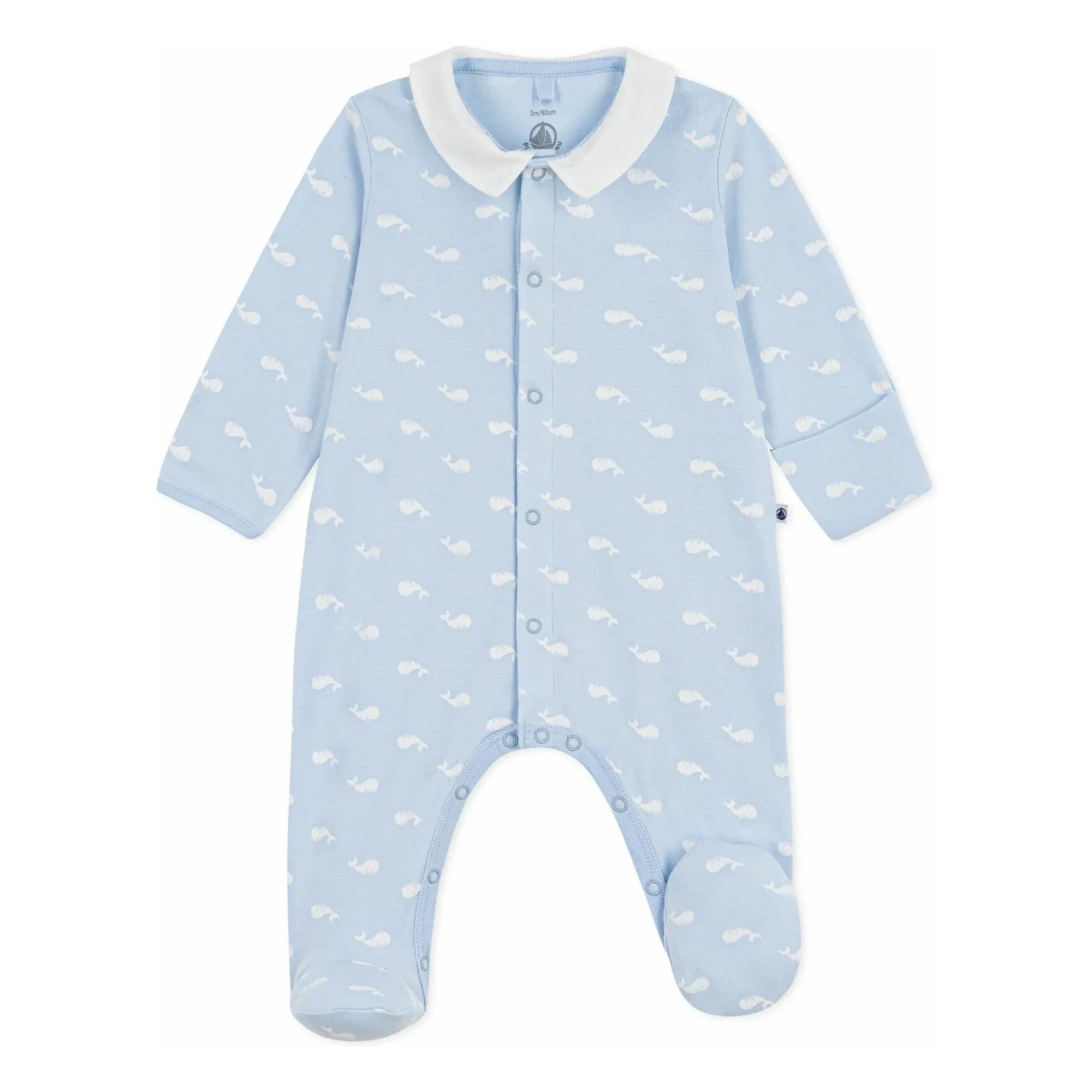 Petit Bateau - Dors Bien Baleines Organic Cotton Pajamas | Light Blue