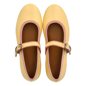 Angulus - Contrast Striped Mary Jane Flats | Light Yellow