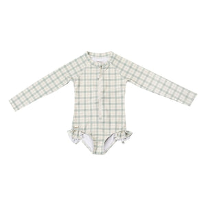Grech & Co - 1 Piece Swimsuit Careaux Ruffles Recycled Fibers | Light Green