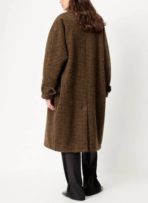 Sessùn - Bleechecks Wool Coat | Taupe brown