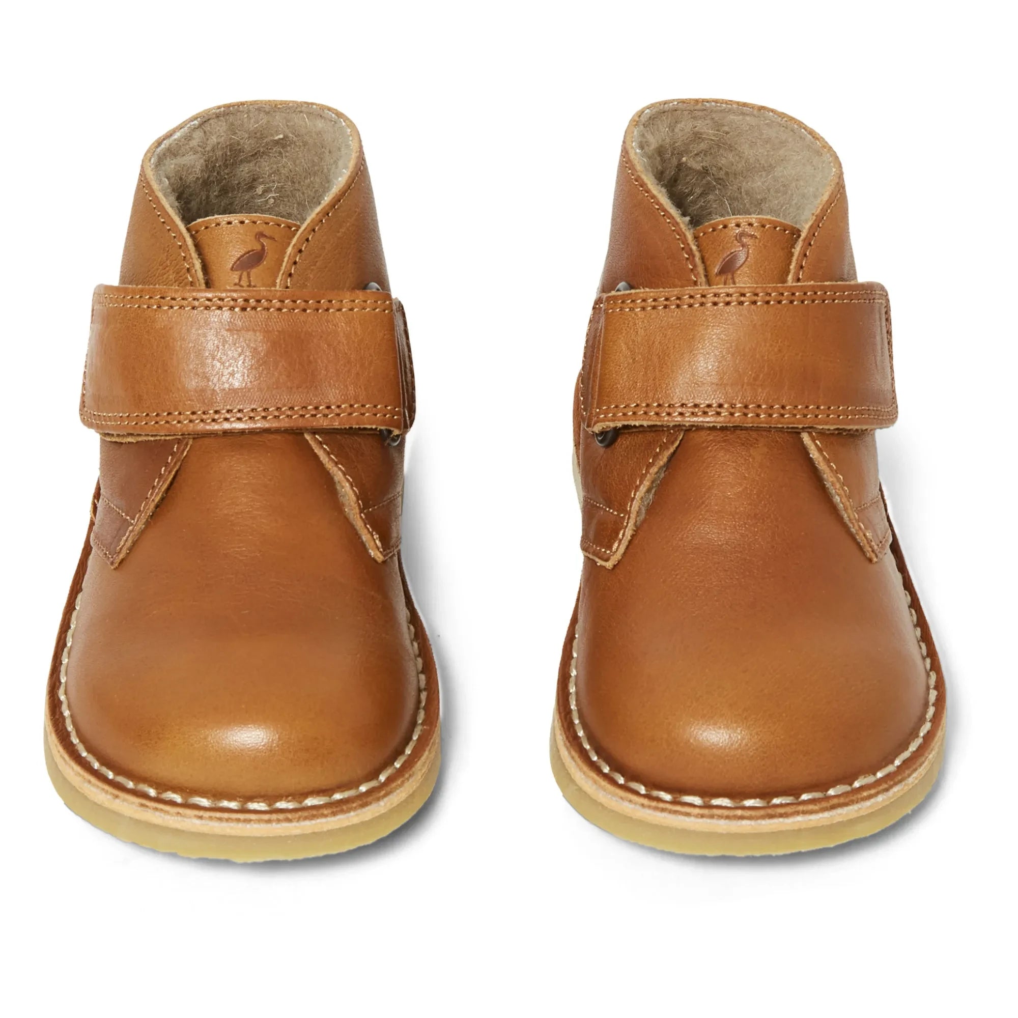 Petit Nord - Desert Faux Fur Velcro Shoes | Cognac