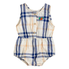 Bobo Choses - Tartan Organic Cotton Romper | Ecru
