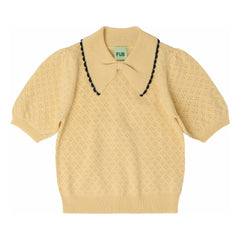 FUB - Pointelle Merino Wool Polo | Pale Yellow