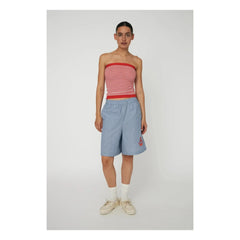Stella Nova - Striped Embroidered Organic Cotton Shorts | Blue