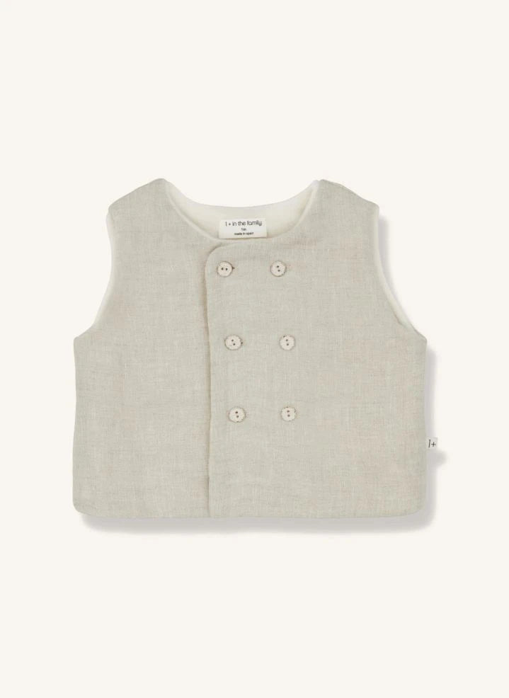 1+ in the family - Elias Linen and Bamboo Vest | Beige