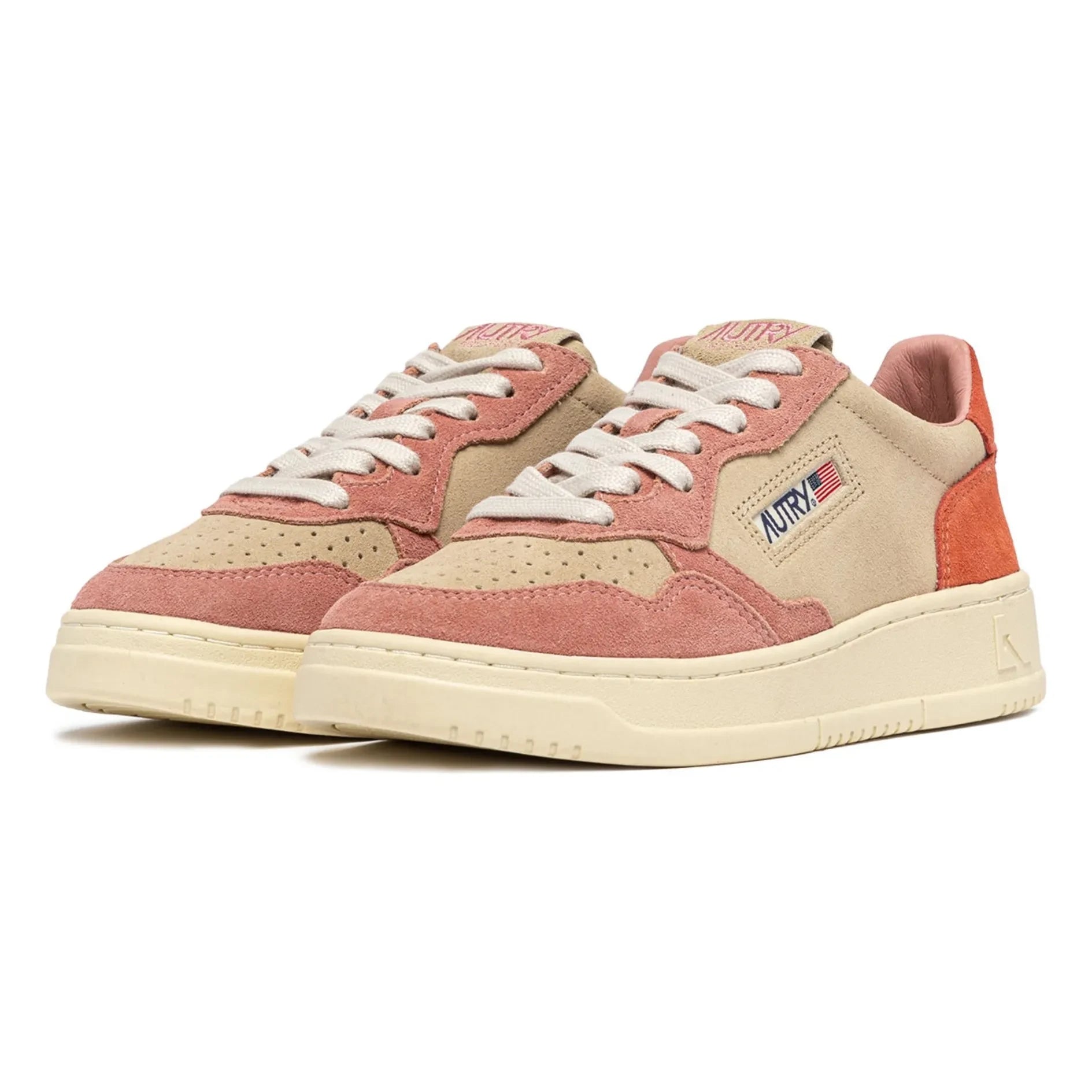 Autry - Medalist Low Tricolor Suede Sneakers | Orange