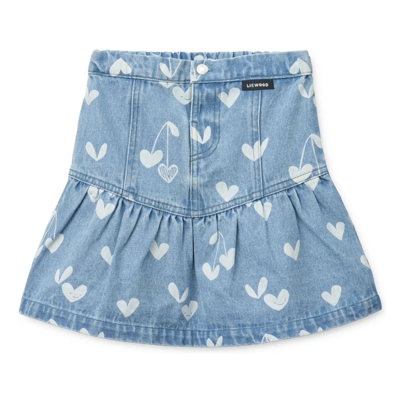 Liewood - Dayla Denim Skirt with Hearts | Light Blue