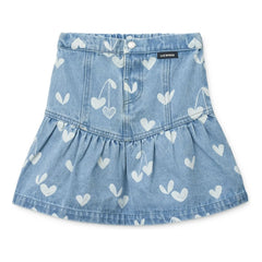 Liewood - Dayla Denim Skirt with Hearts | Light Blue