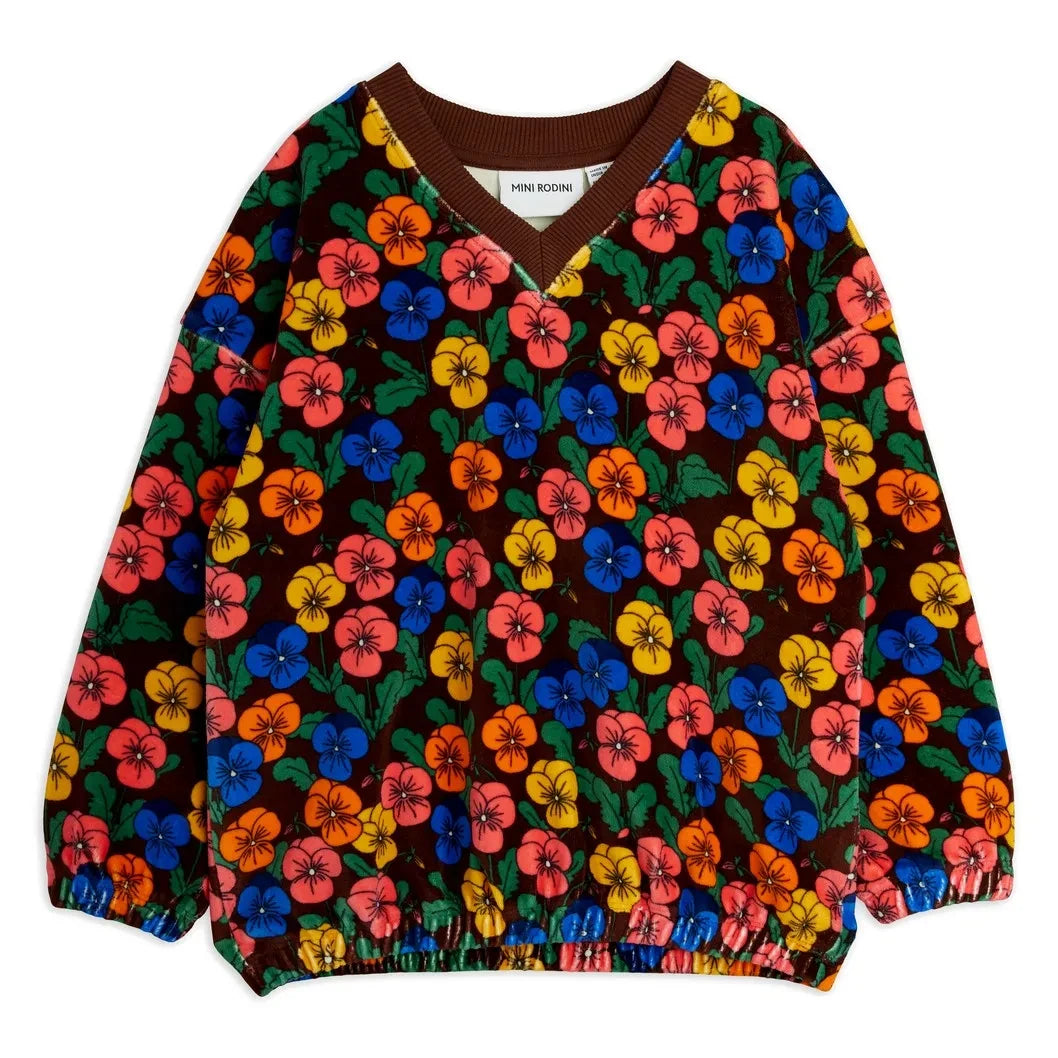 Mini Rodini - Organic cotton floral print sweatshirt | Black
