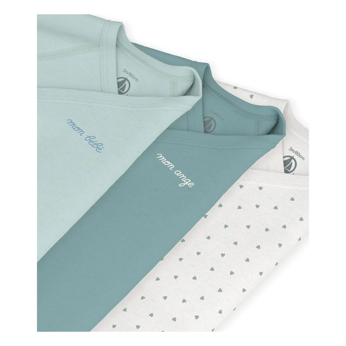Petit Bateau - 3'lü Set Mon Bébé Organik Pamuklu Body | Yeşil
