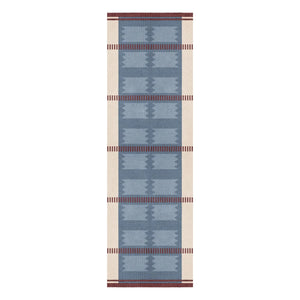 Layered - Wool Runner Rug Iris | Petrol Blue