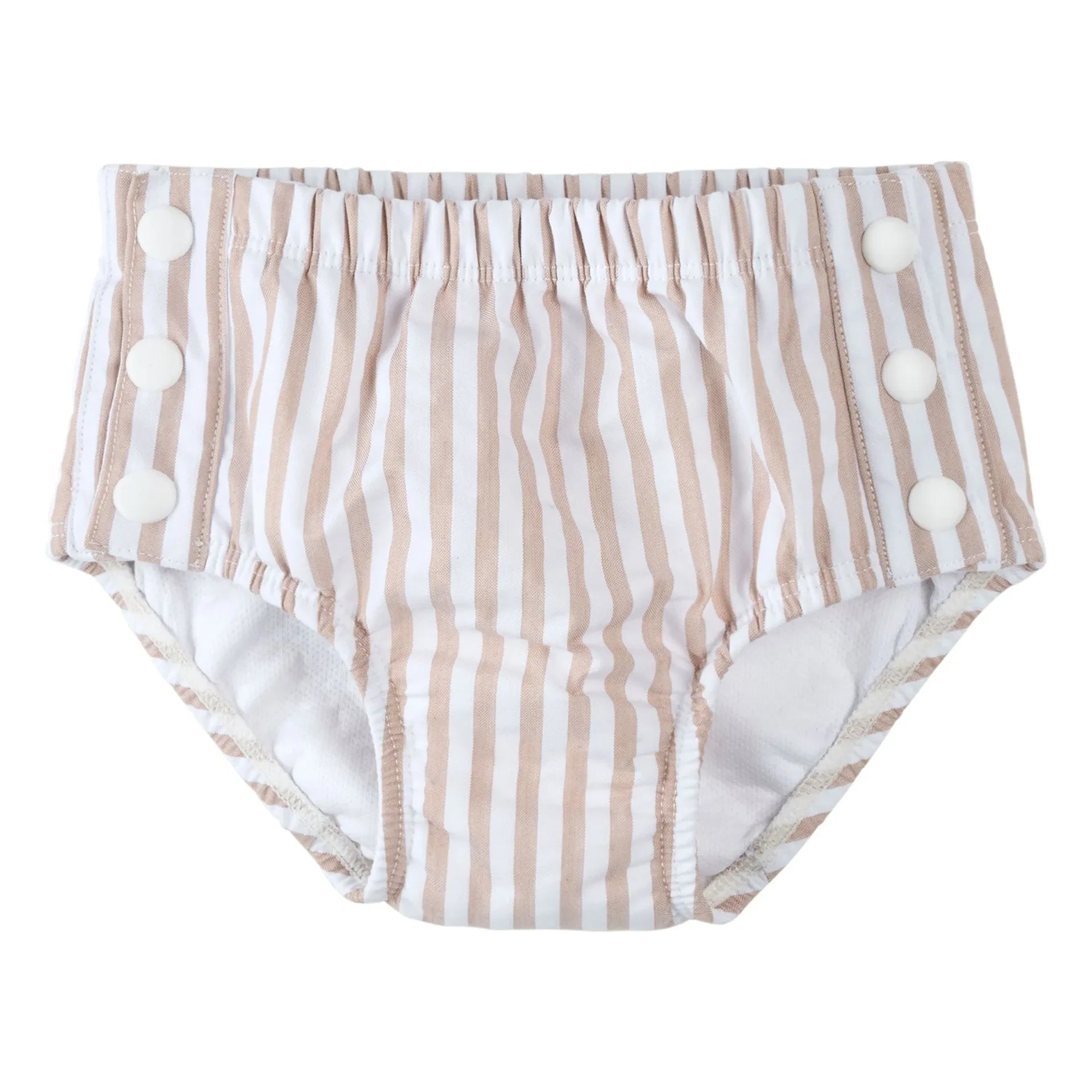 Petit Lem - Seersucker Anti-UV Striped Baby Diapers, Recycled Fibers | Beige