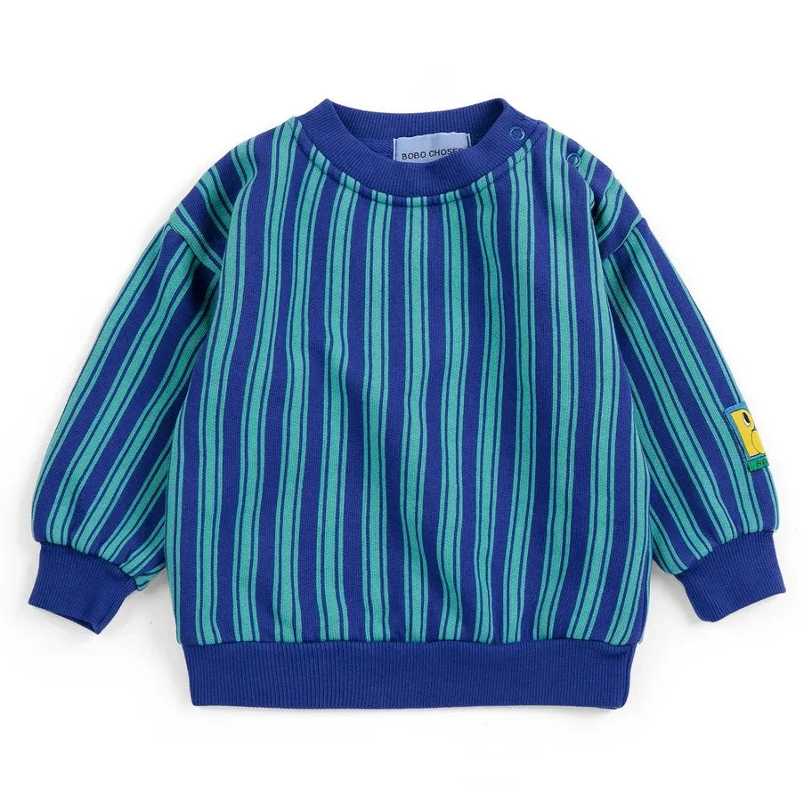 Bobo Choses - Striped sweatshirt made of organic cotton | Blue