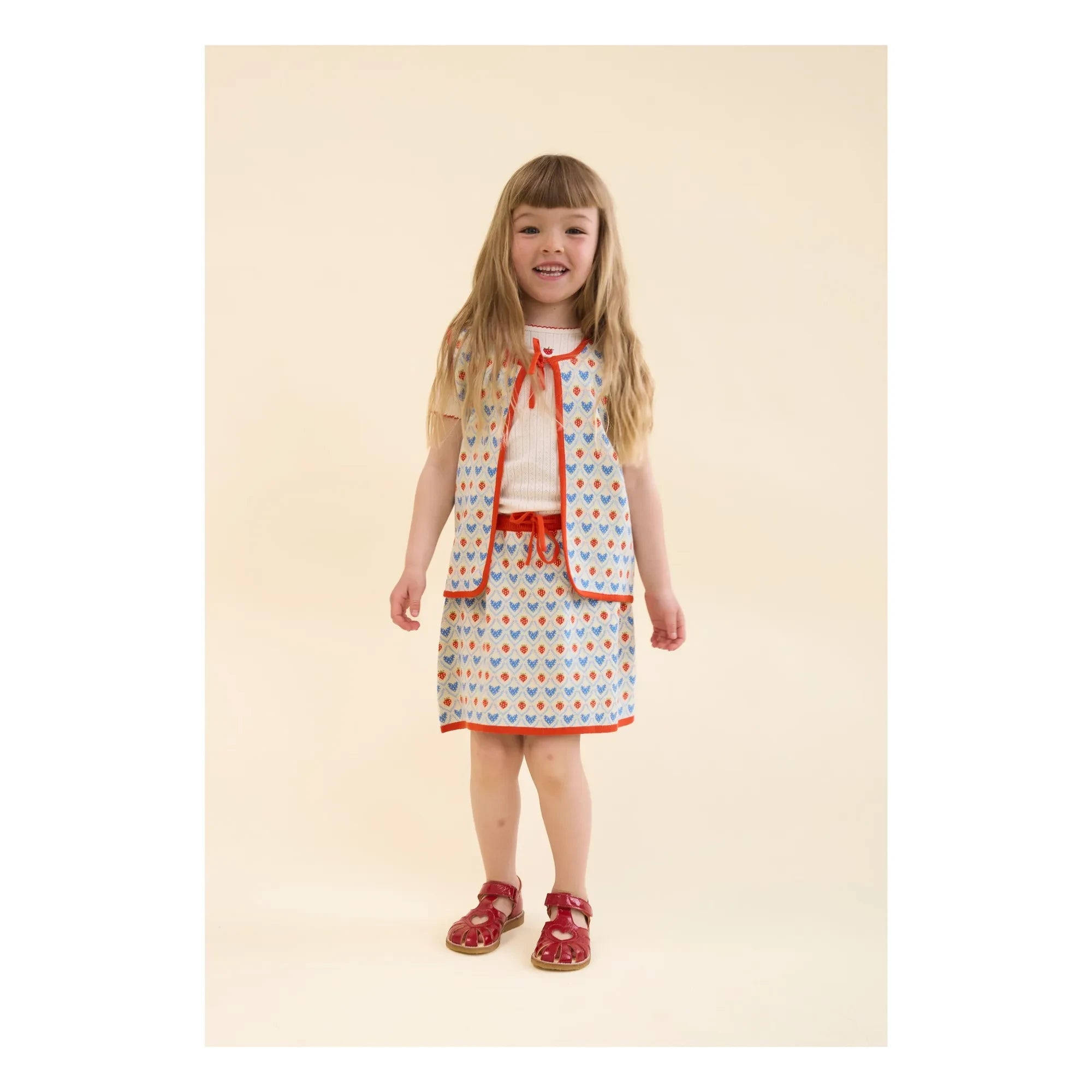 Flöss - Pointelle Flora Strawberry T-Shirt | Cream