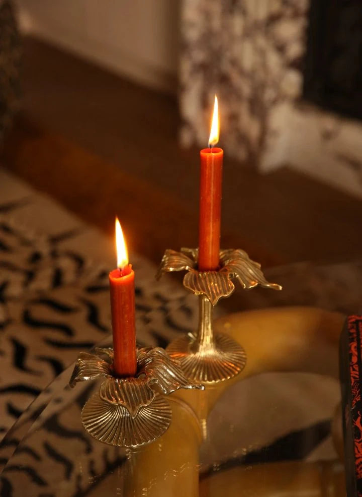 Doing Goods - Hailey Hibiscus Brass Candle Holder | Gold