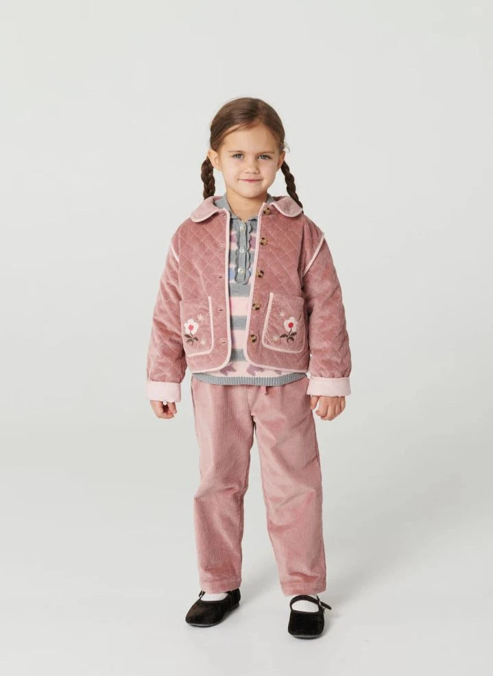 Copenhagen Colors - Organic Cotton Ribbed Corduroy Drawstring Pants | Dusty Pink