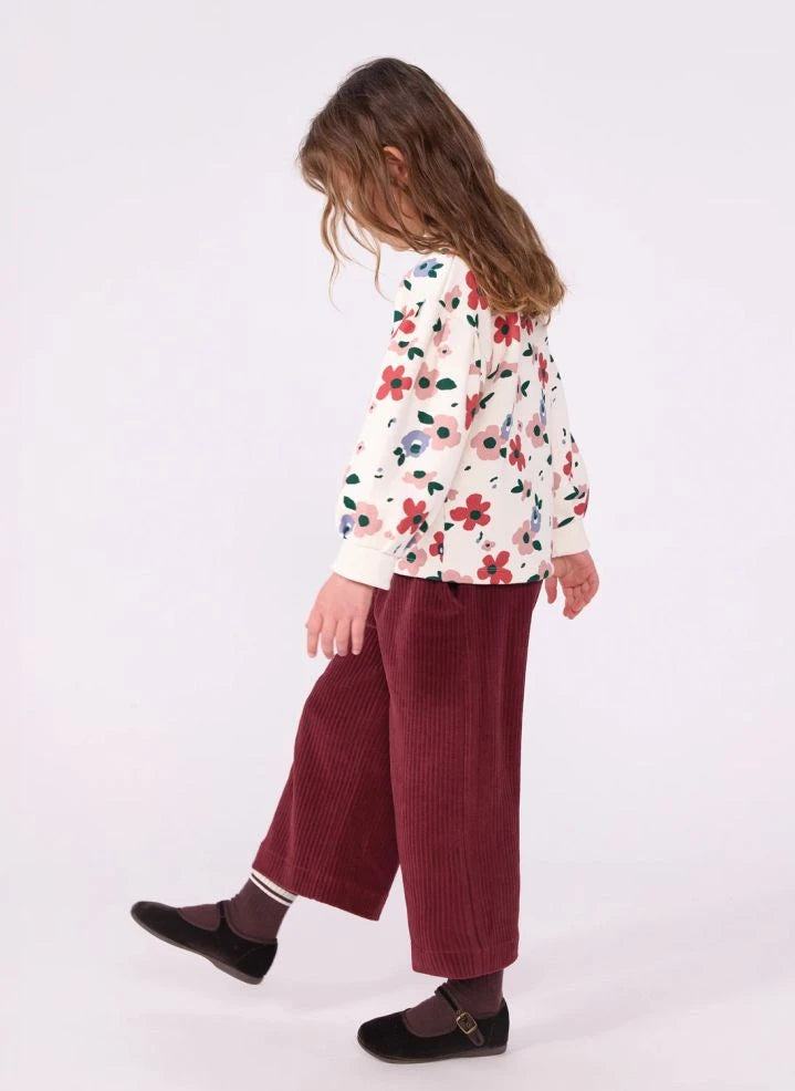 Petit Bateau - Organic Cotton Drawstring Corduroy Pants | Burgundy