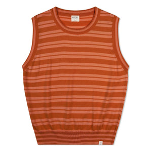 Matona - Organic Cotton Striped Thin Knit Tank Top | Dark Red