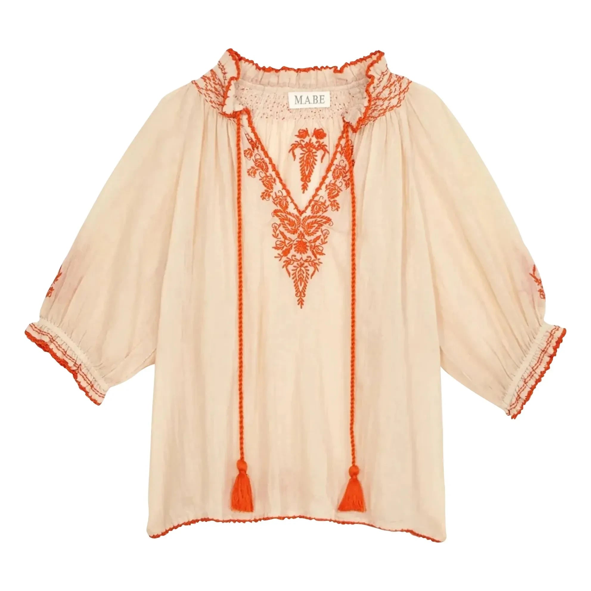 M.A.B.E. - Talia Cotton Blouse | Coral Orange