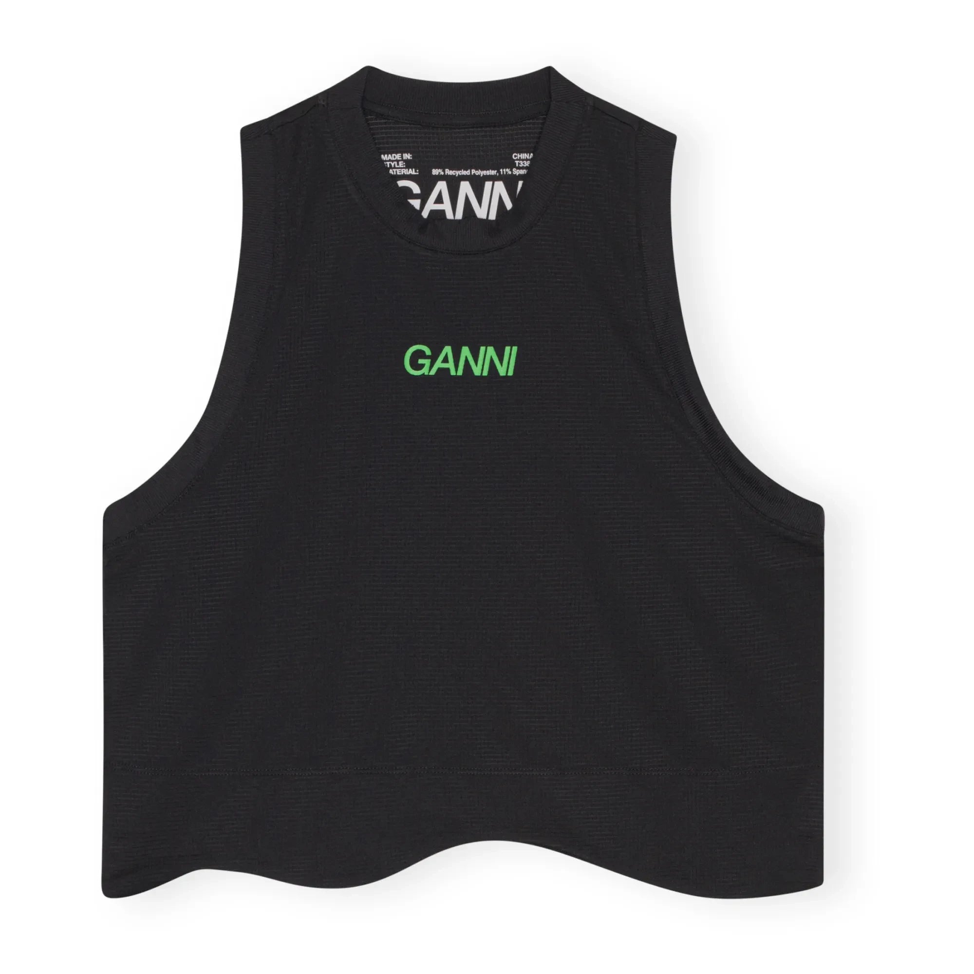 Ganni - Active Mesh Recycled Material Top | Black