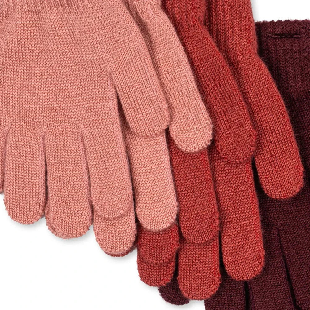 Konges Sløjd - 3-Pair Filla Wool Glove Set | Pink