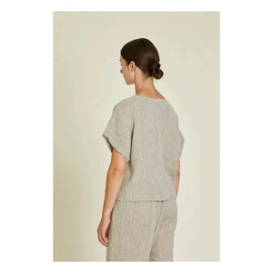 Black Crane - Basic Linen Top | Light Gray