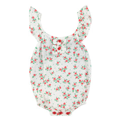 Piupiuchick - Organic Cotton Floral Pattern Romper | White