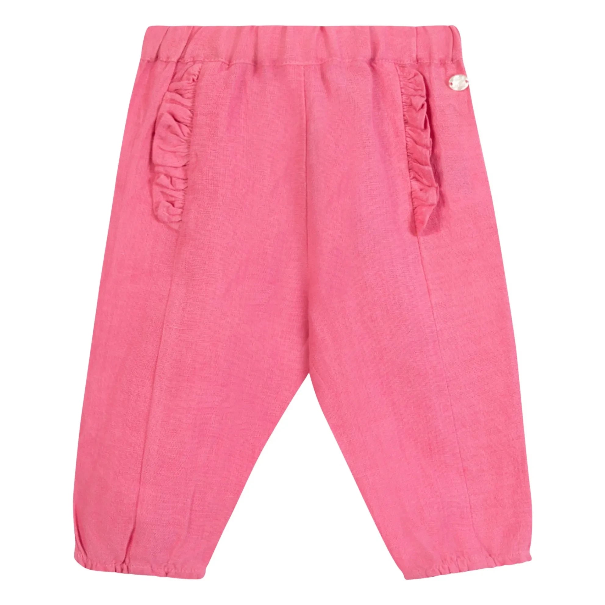 Tartine et Chocolat - Linen Ruffled Pants | Powder Pink