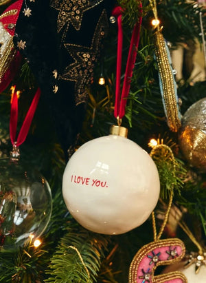 Anna + Nina - "I Love You" Christmas Ornament | White