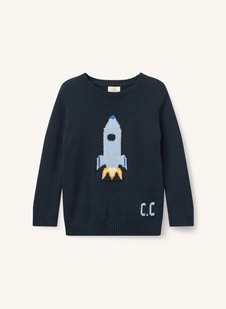 Copenhagen Colors - Organic Cotton Space Rocket Sweater | Navy