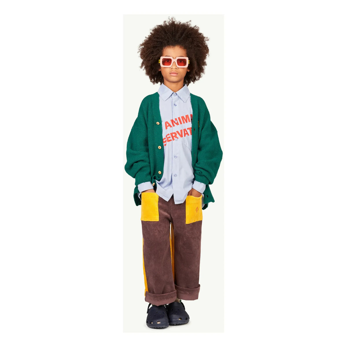 The Animals Observatory - Racoon Plain Cardigan | Green