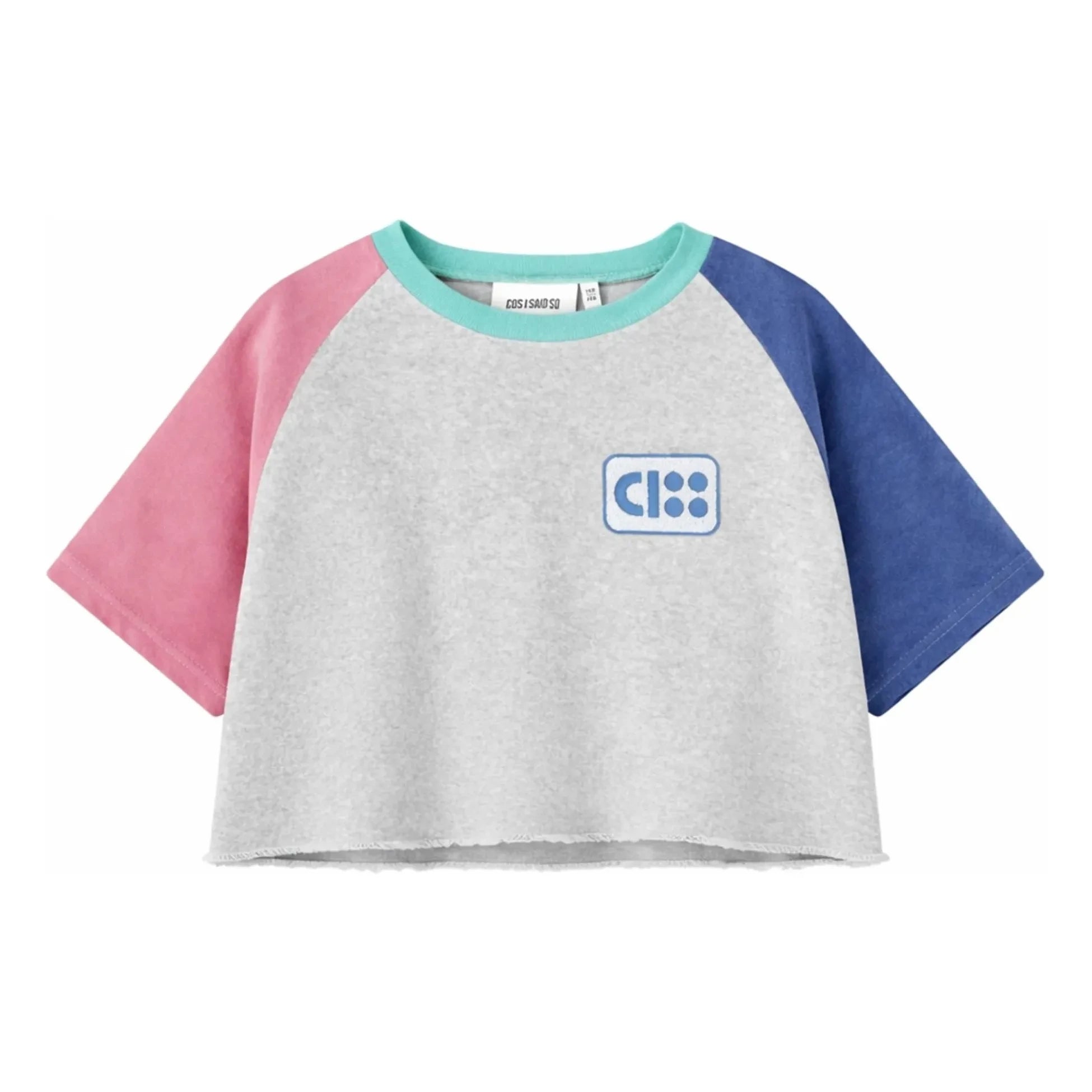 Cos I Said So - Color Block Organic Cotton Short T-Shirt | Gray Melange
