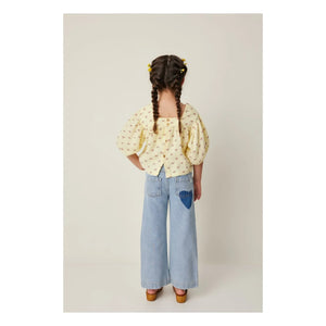 Tocoto Vintage - 3/4 Kollu Çiçek Desenli Bluz | Sarı