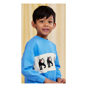 Mini Rodini - Panther organik pamuklu sweatshirt | Azure mavi