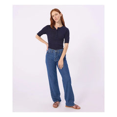 Petit Bateau - Pointelle Turtleneck T-Shirt | Navy Blue