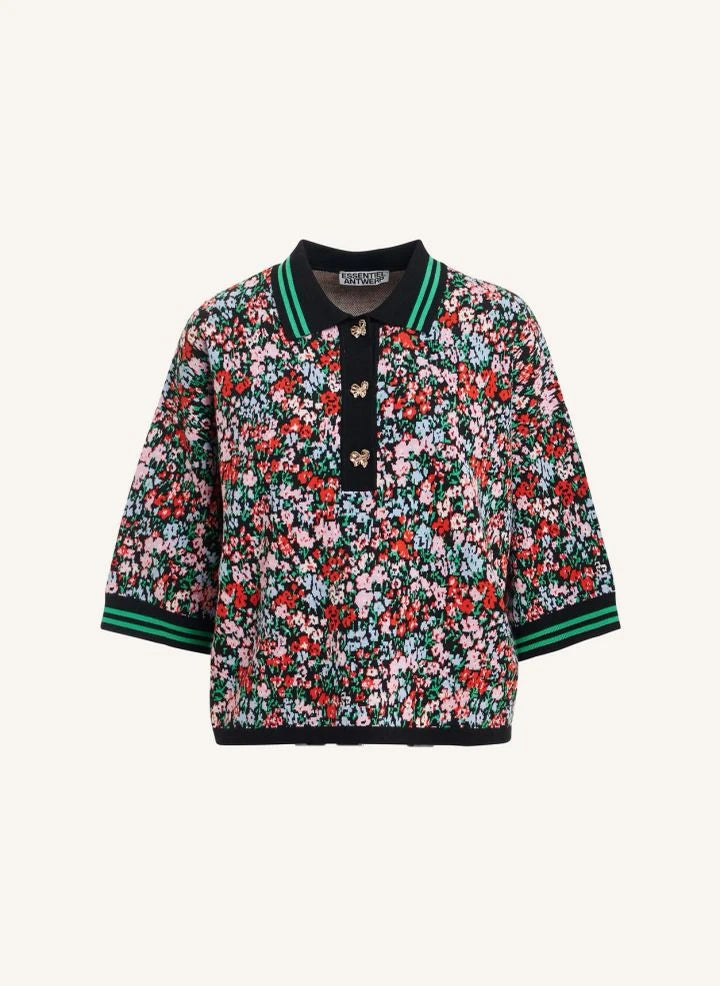 Essentiel Antwerp - Kartos Jacquard Polo T-Shirt | Black