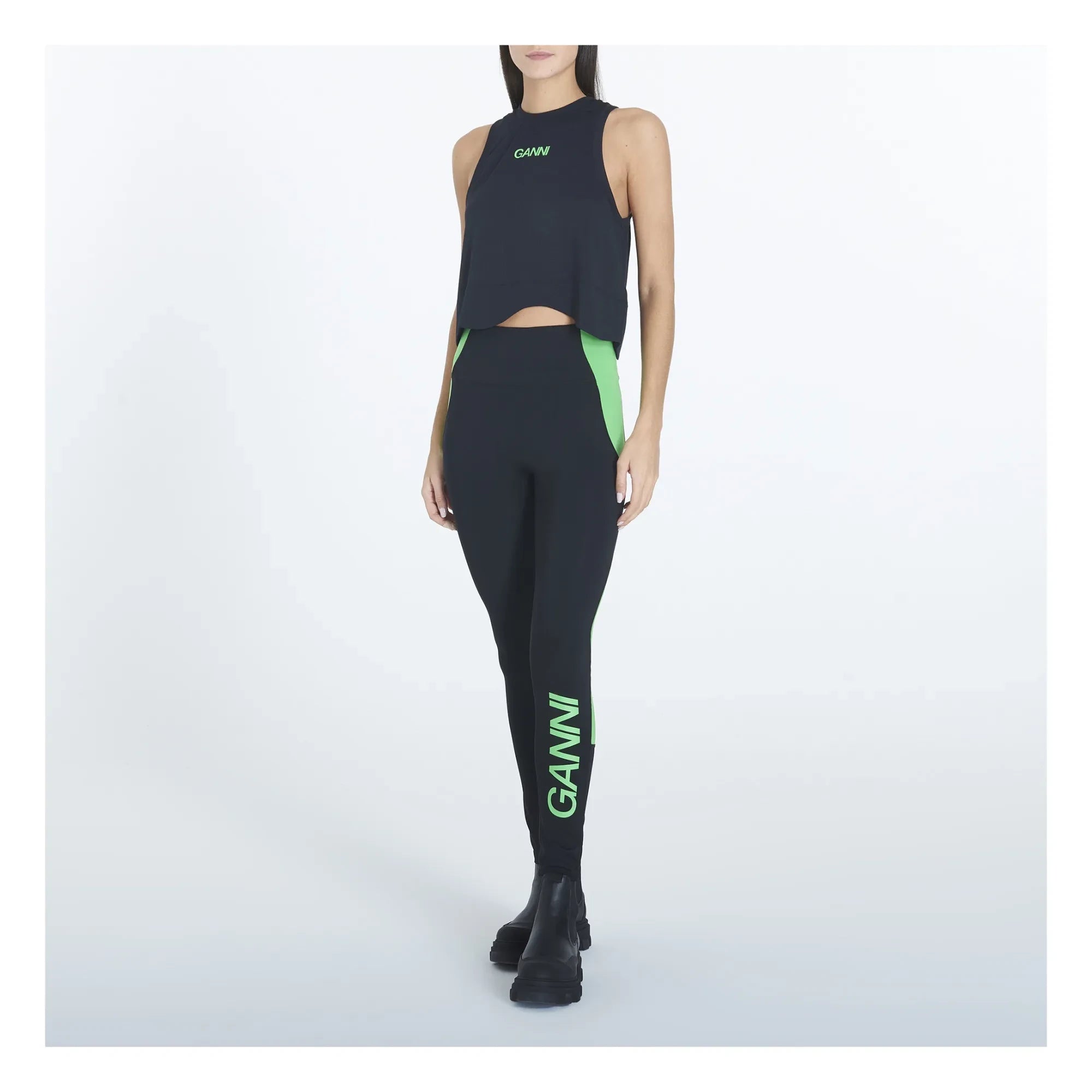 Ganni - Active Mesh Recycled Material Top | Black