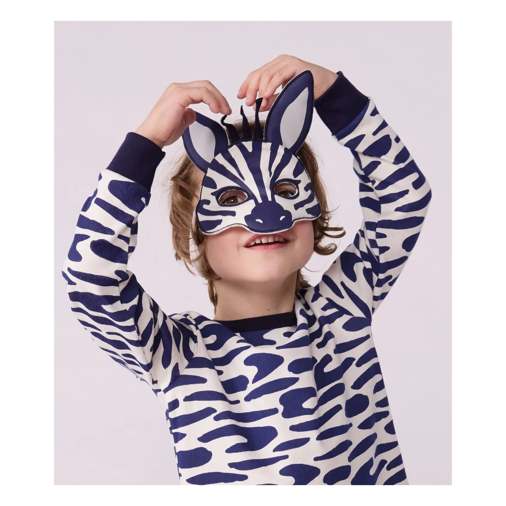 Petit Bateau - Zebra Pajama and Mask Set | Ecru