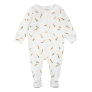 Petit Lem - Carrot Footed Pajama, Ribbed Organic Cotton | White