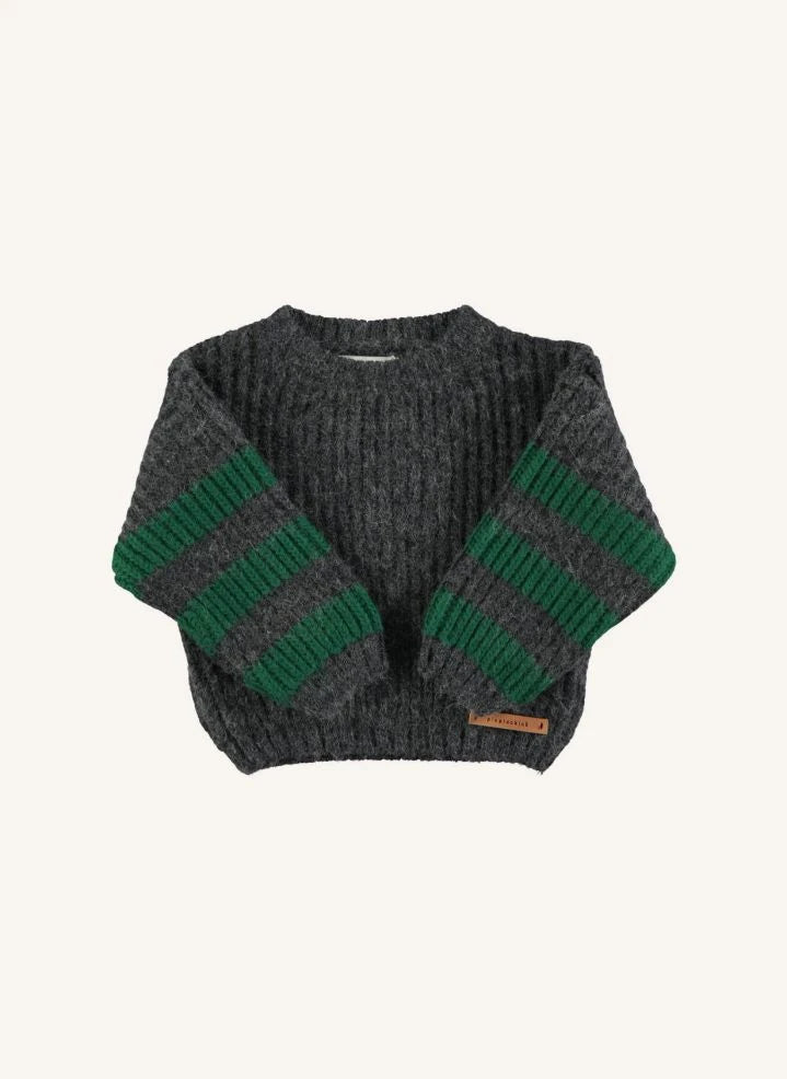 Piupiuchick - Striped Wool Sweater | Dark grey