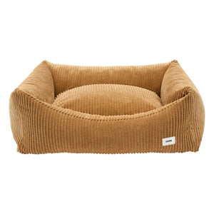 Cafide - Snozy Velvet Dog Bed | Mustard