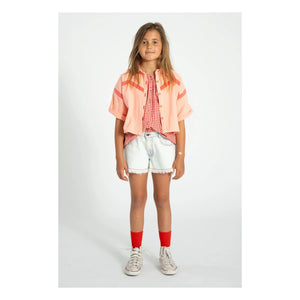 Piupiuchick - Geometric Twill Short-Sleeve Jacket | Coral
